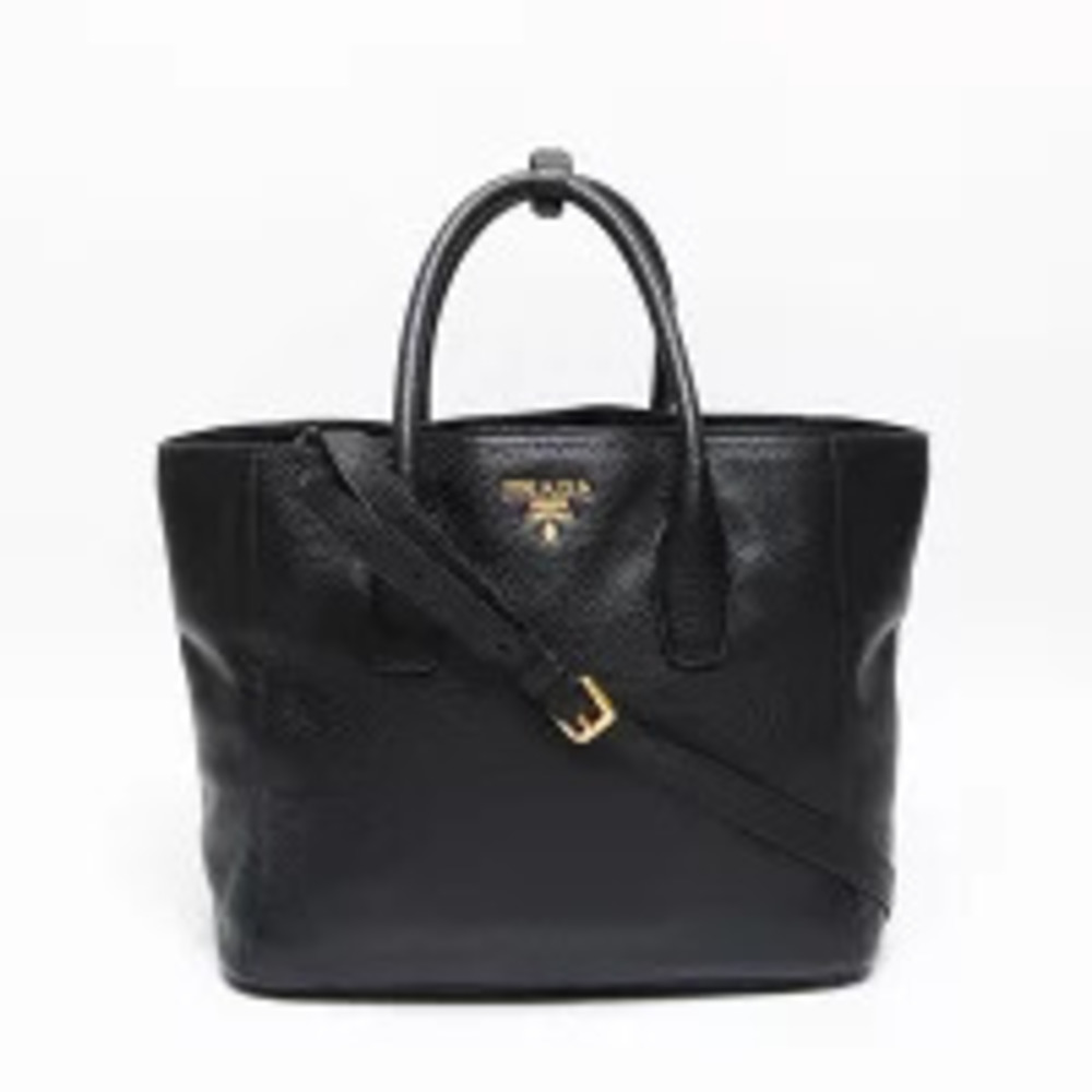 Prada Vitello Daino Shoulder Tote Bag Black - Picture 2 of 13